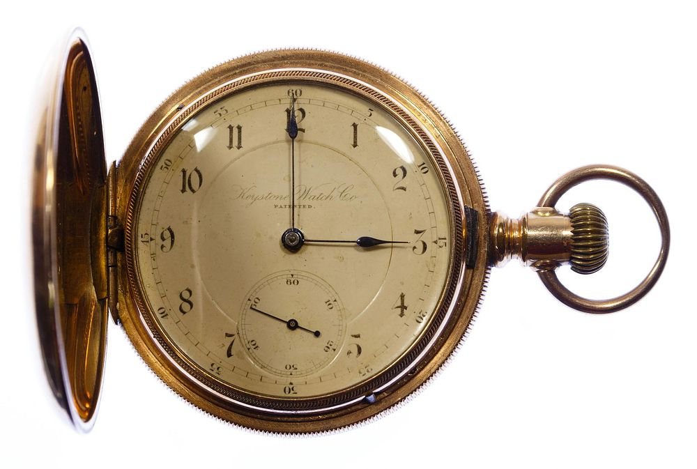 Lot 492: Keystone 14k Gold Hunting Case Pocket Watch