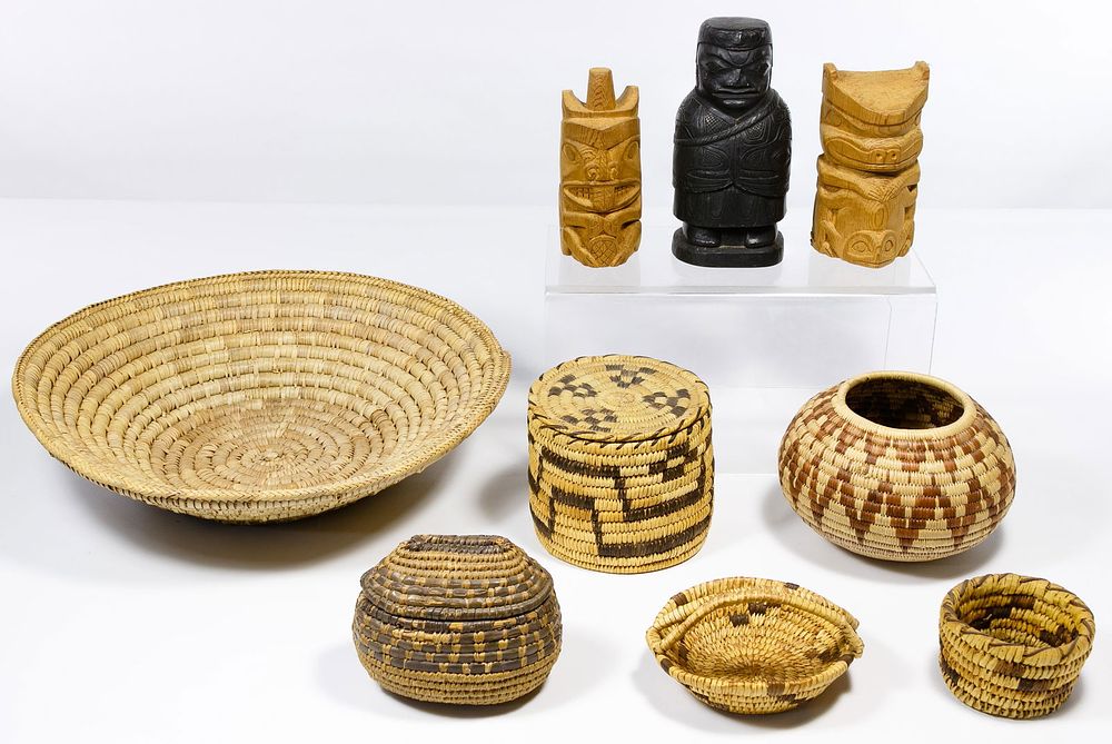 Lot 153: Native American Style Carved and Woven Assortment
