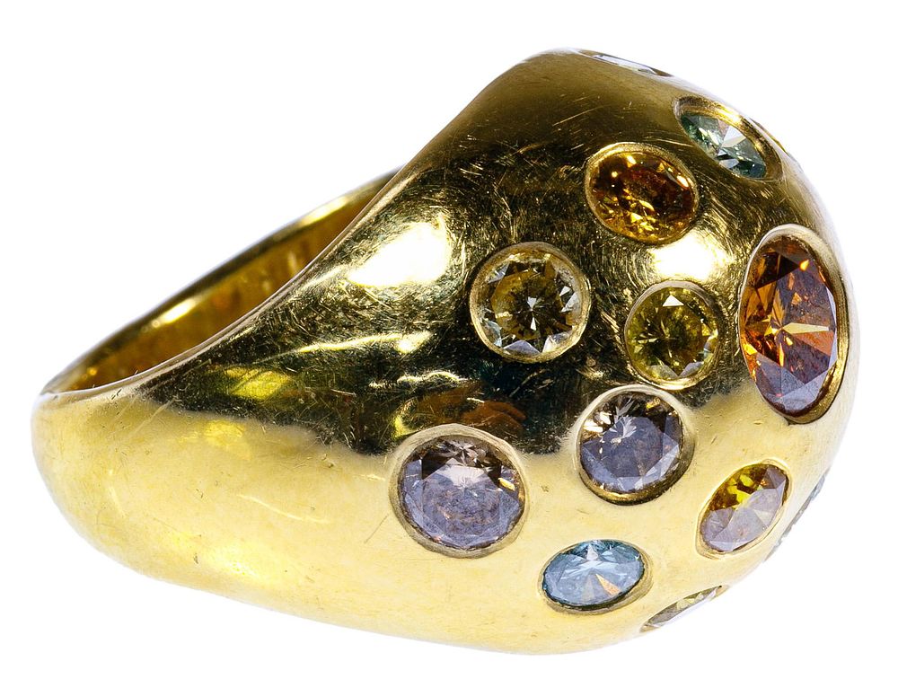 Lot 298: Ron Ray 18k Gold and Semi-Precious Gemstone Ring
