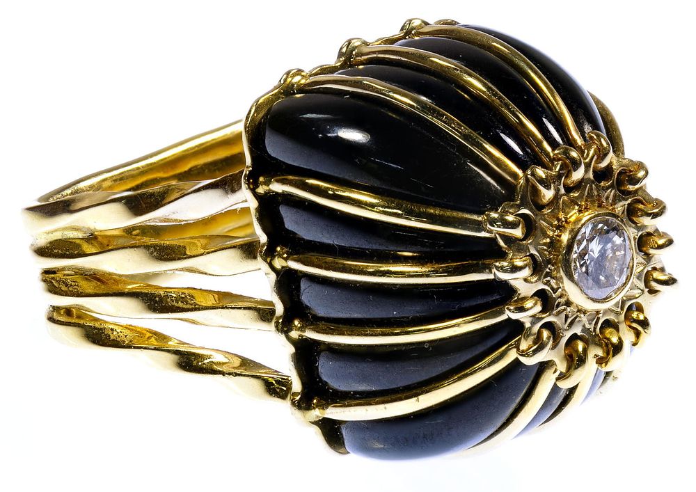 Lot 308: Ron Ray 18k Gold and Semi-Precious Gemstone Ring