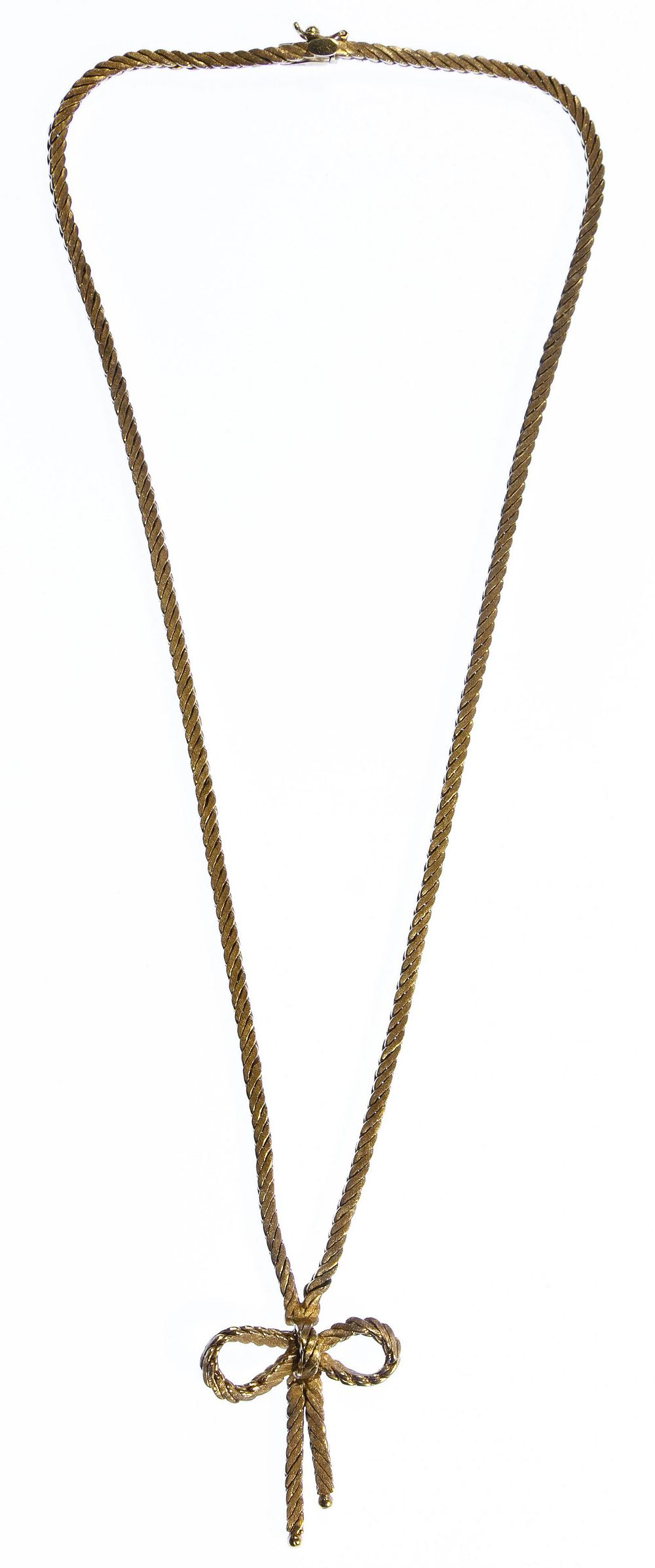Lot 315: 18k Gold Bow Tie Necklace