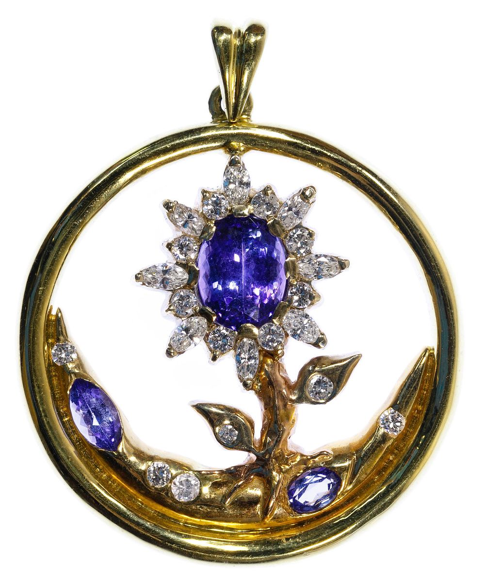 Lot 316: Ron Ray 18k Two-Color Gold, Tanzanite and Diamond