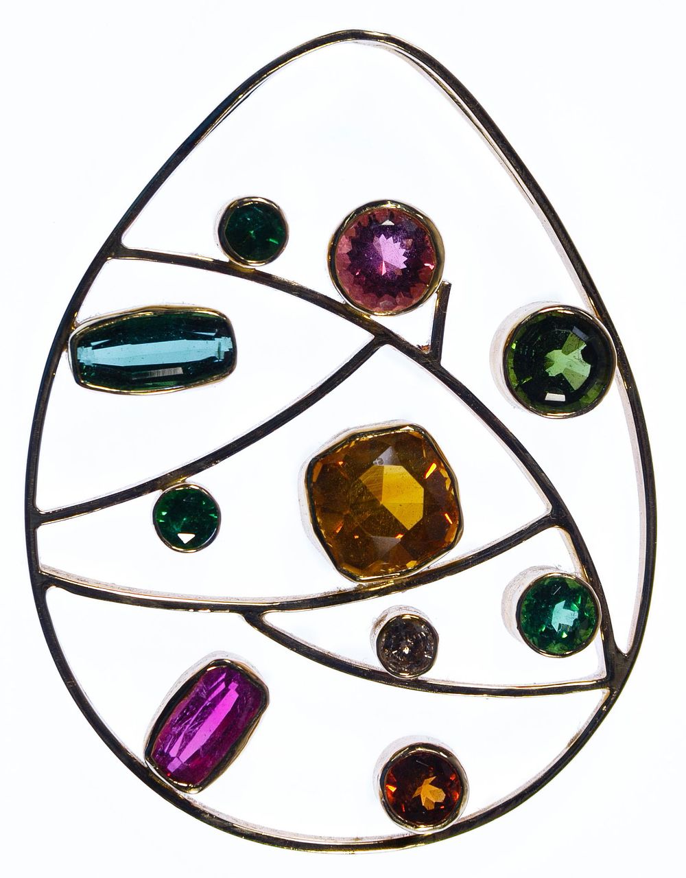 Lot 317: Ron Ray 18k Gold and Semi-Precious Gemstone Pendant
