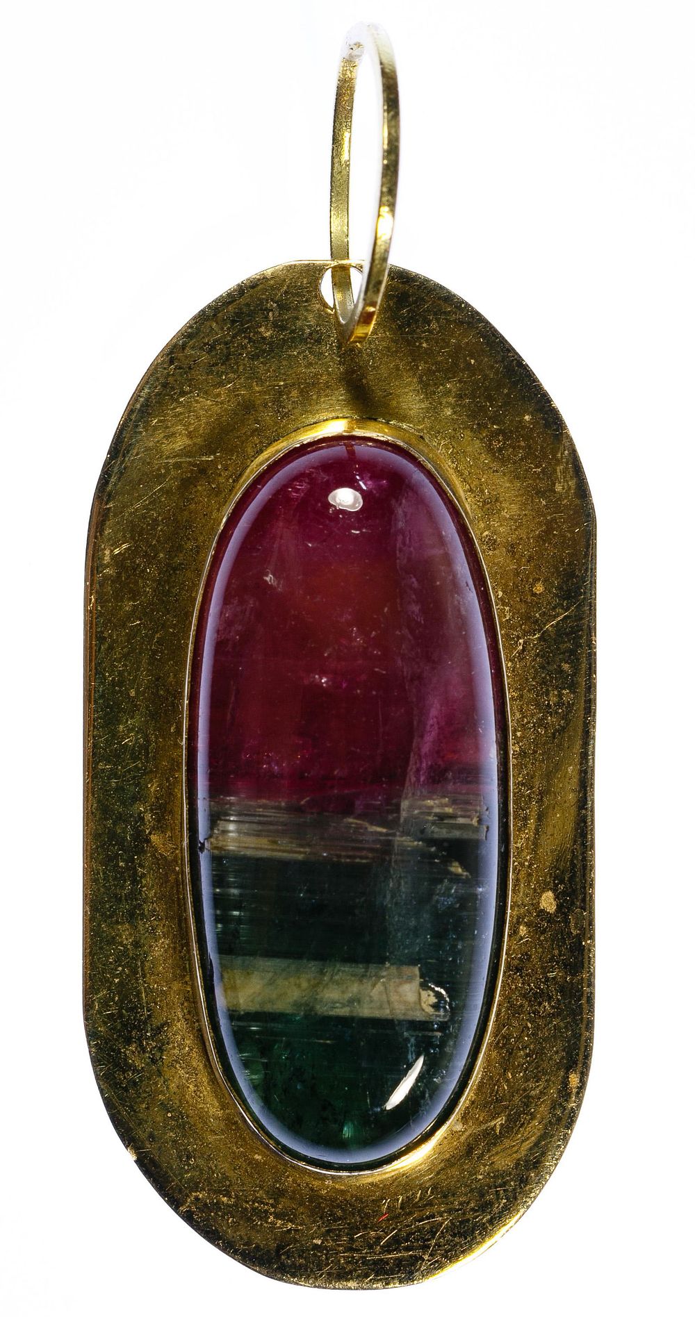 Lot 320: 18k Gold and Watermelon Tourmaline Pendant