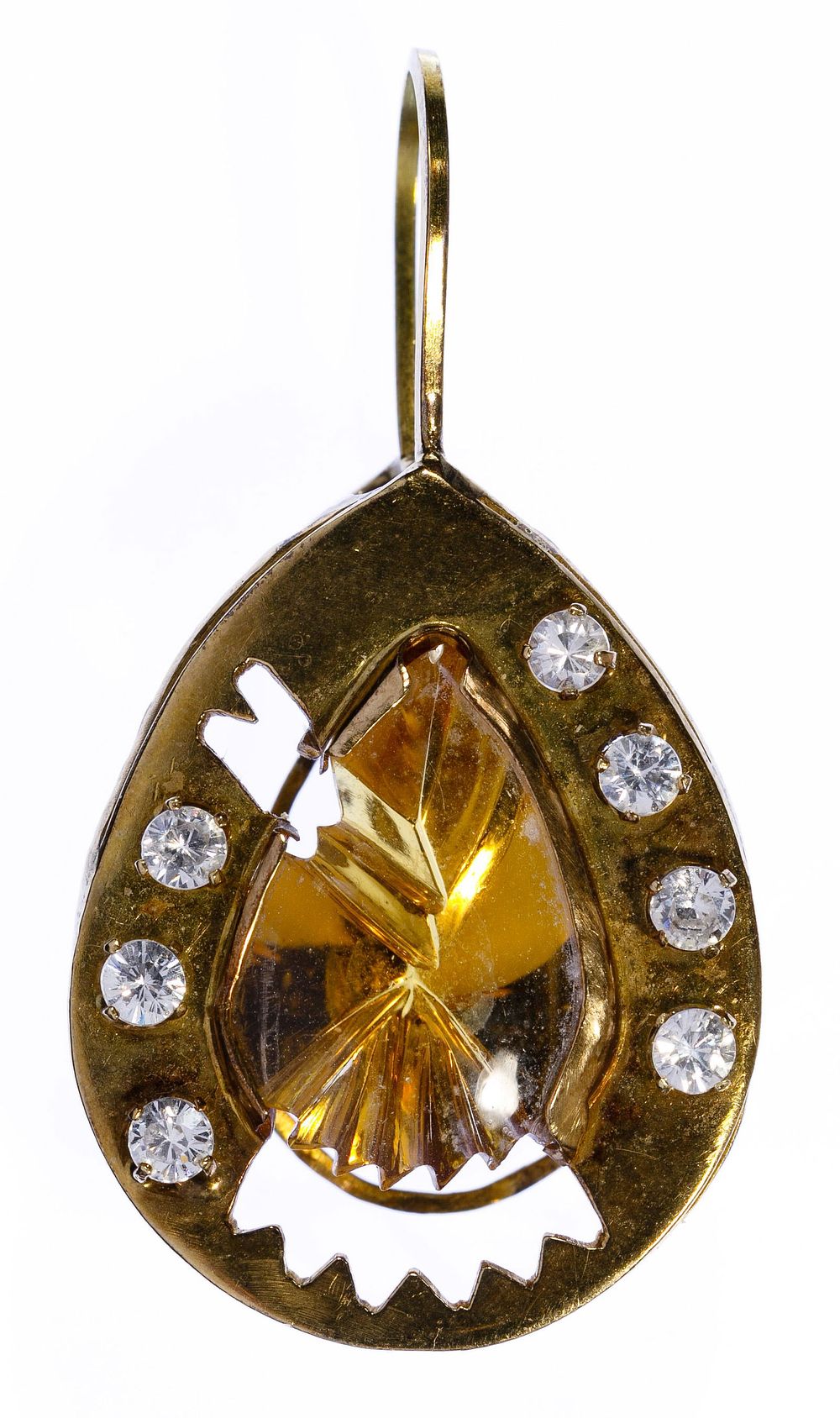 Lot 322: 18k Gold, Citrine and White Tourmaline Pendant