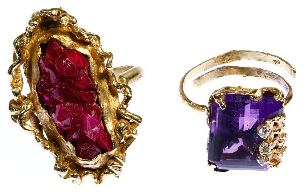 Lot 345: 14k Gold and Gemstone Rings
