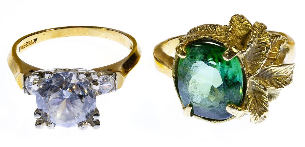 Lot 352: 14k Gold and Gemstone Rings