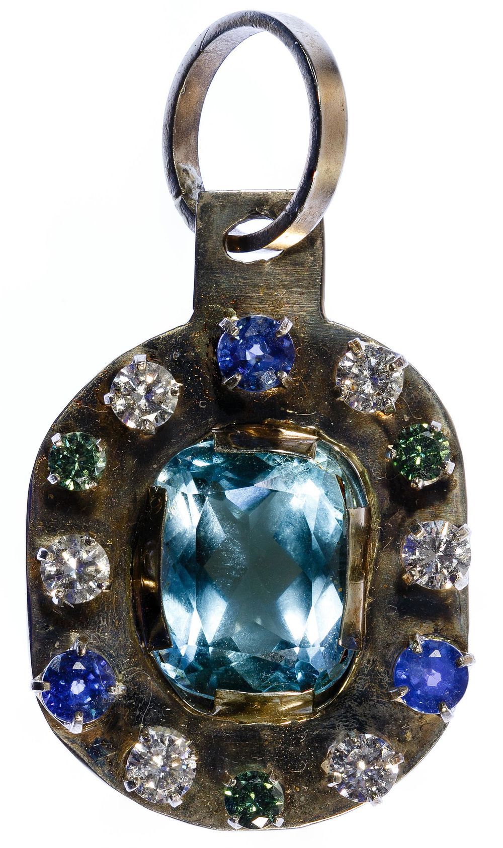Lot 374: 14k White Gold and Semi-Precious Gemstone Pendant