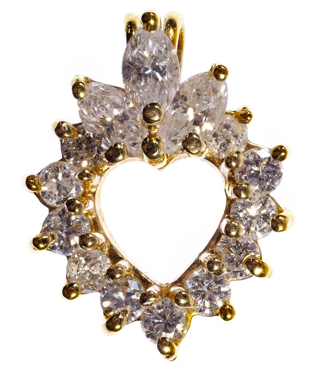 Lot 377: 14k Gold and Diamond Heart Pendant