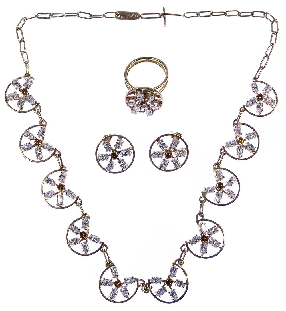 Lot 385: 14k Gold, Tourmaline and Diamond Jewelry Suite