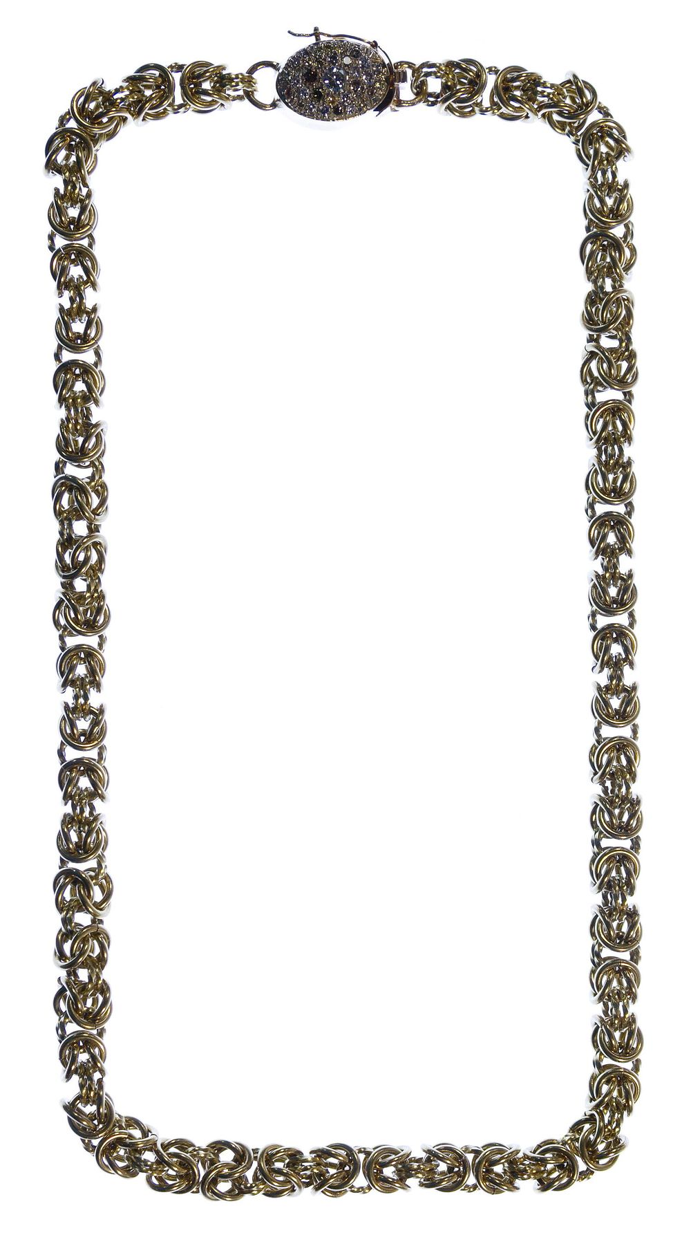 Lot 396: 18k / 14k Gold and Gemstone Byzantine Link Necklace