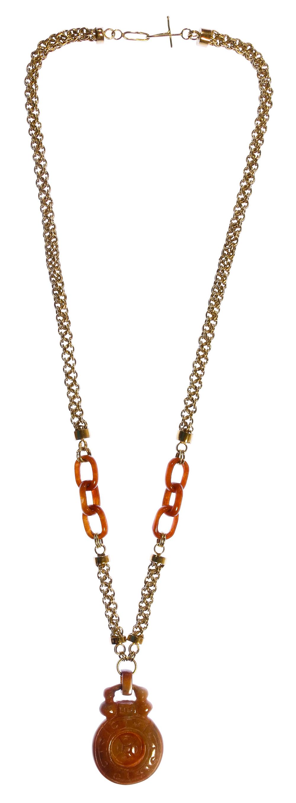 Lot 401: 18k / 14k Gold and Jadeite Jade Necklace