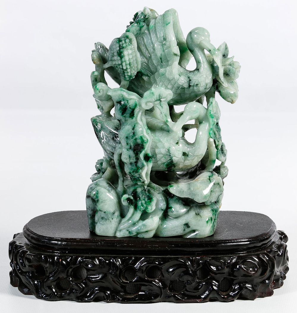 Lot 151: Chinese Jadeite Jade Stork Carving