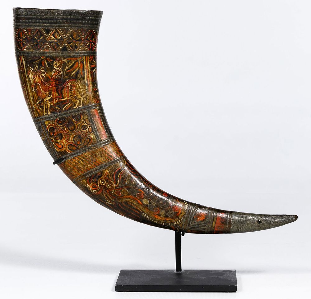 Lot 156: Chinese Miao Drinking Horn with Stand