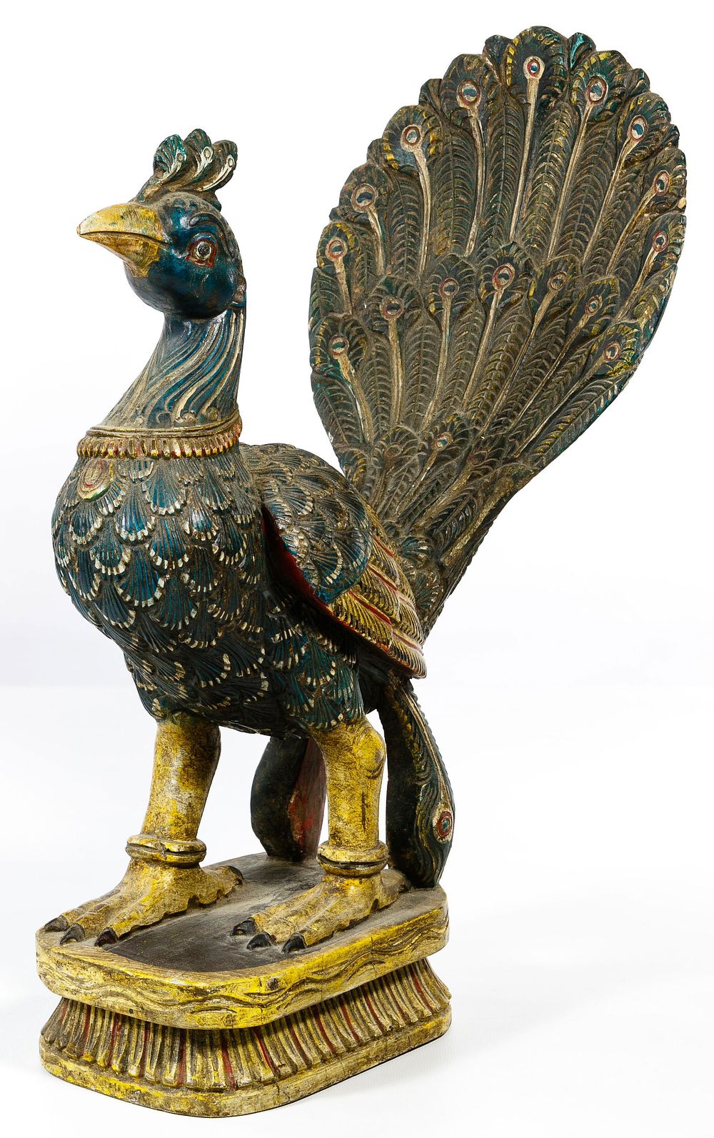 Lot 159: East Indian Peacock Carved Wood Figure