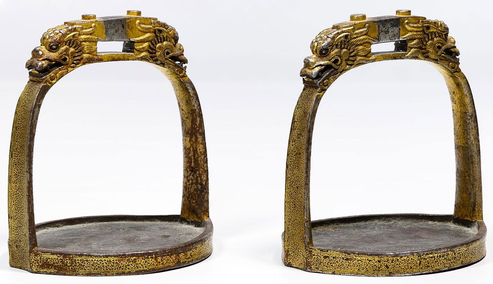 Lot 182: Tibetan Gold Inlaid Stirrups