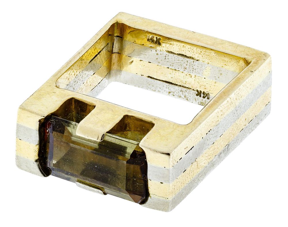 Lot 214: 14k Two-color Gold and Gemstone Ring