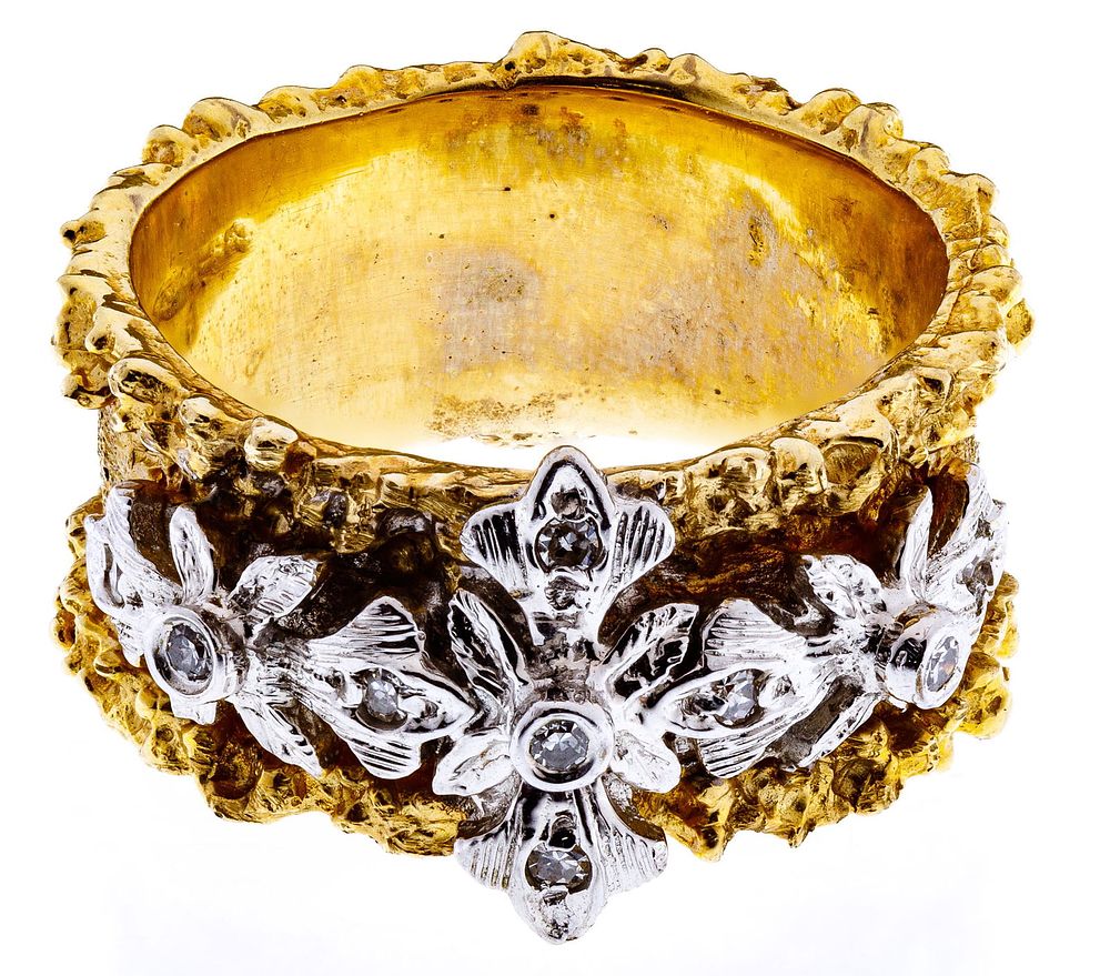 Lot 217: 14k White Gold, Yellow Gold and Diamond Ring