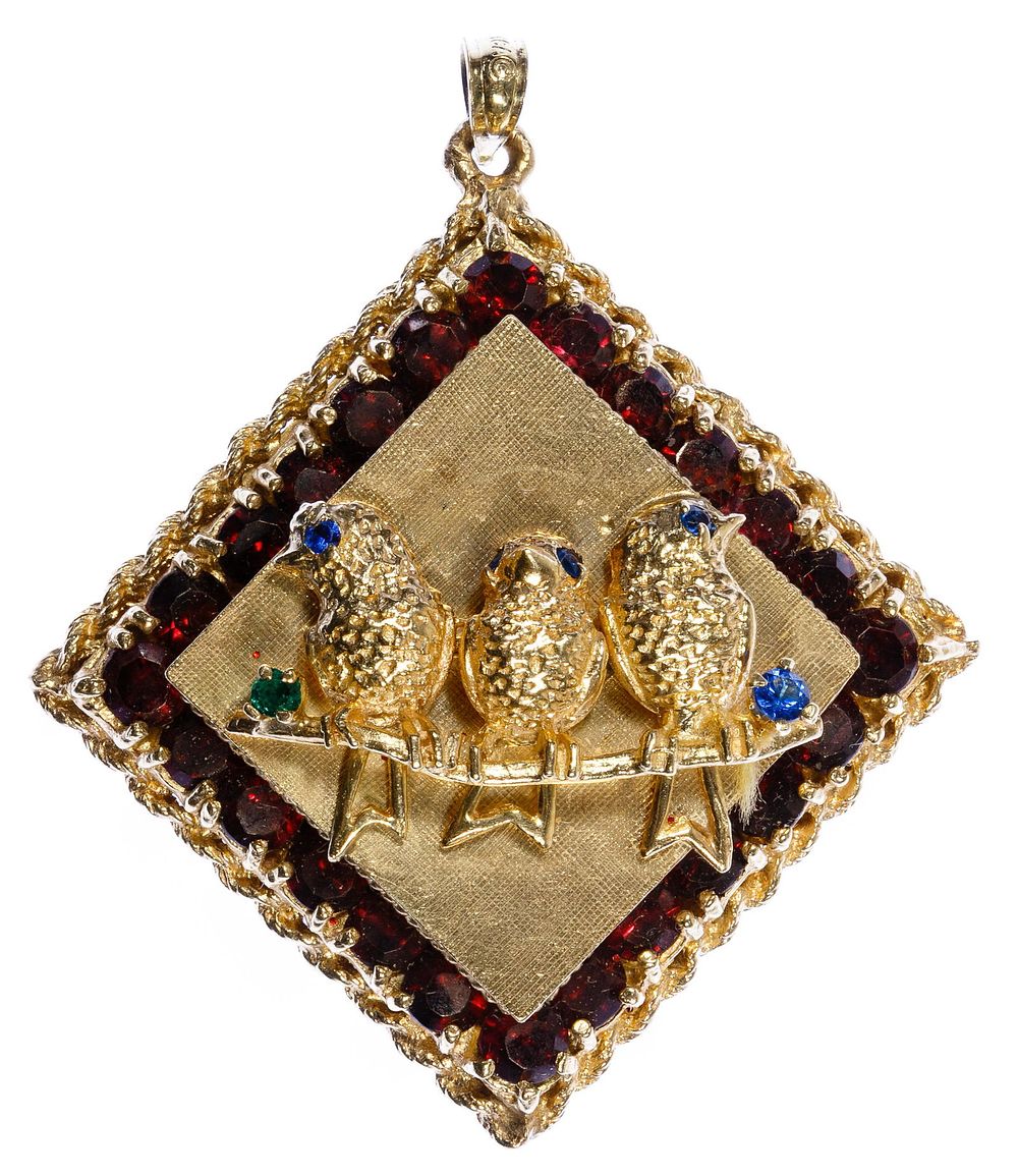 Lot 227: 14k Gold and Semi-Precious Gemstone Pendant