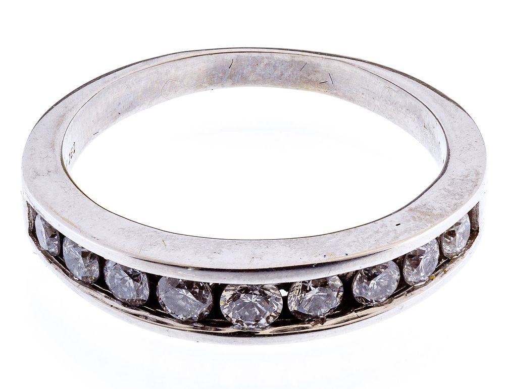 Lot 240: 14k White Gold and Diamond Band