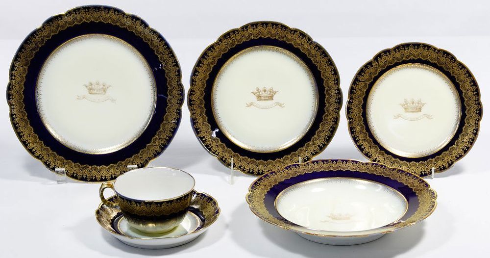 Lot 335: Limoges Sevres Armorial China Assortment