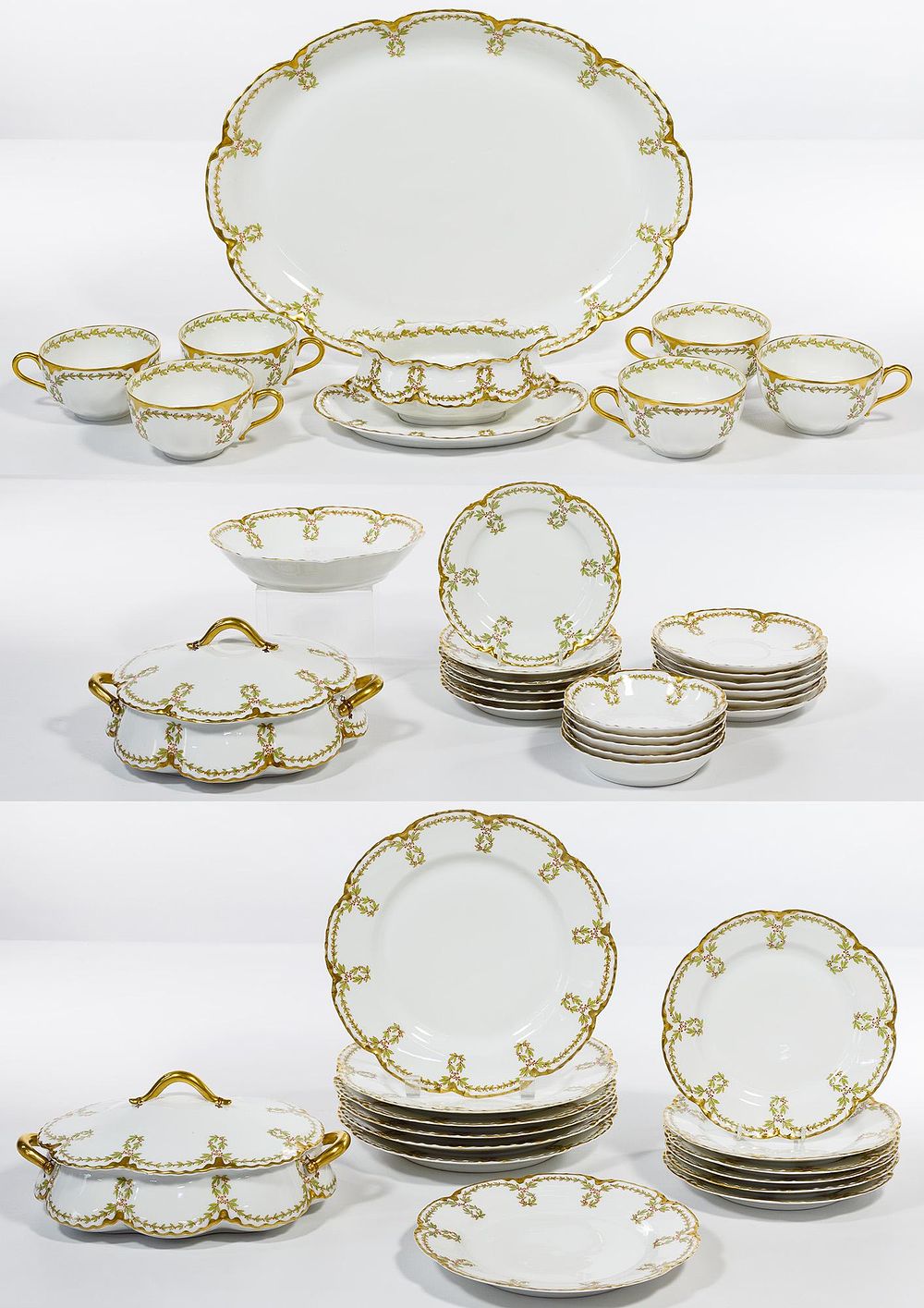 Lot 339: Limoges Haviland Scalloped Holly China Service
