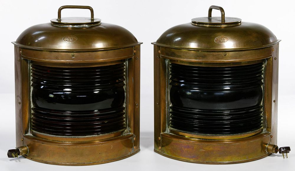 Lot 369: Nautical Port and Starboard Brass Lanterns