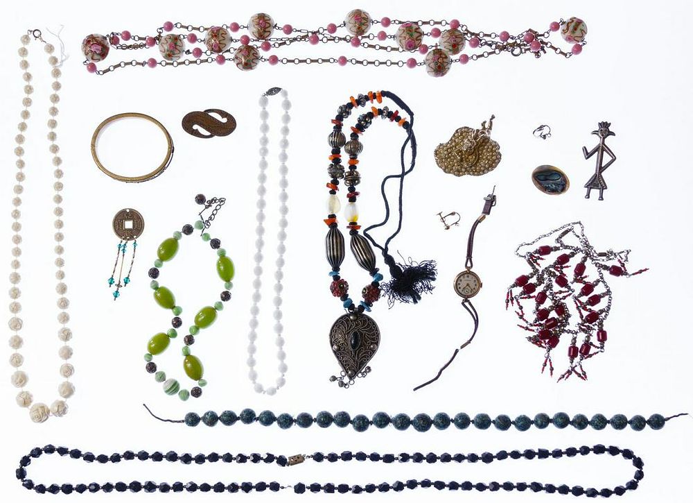 Lot 409: Sterling Silver Costume Jewelry and Flatware Assortment
