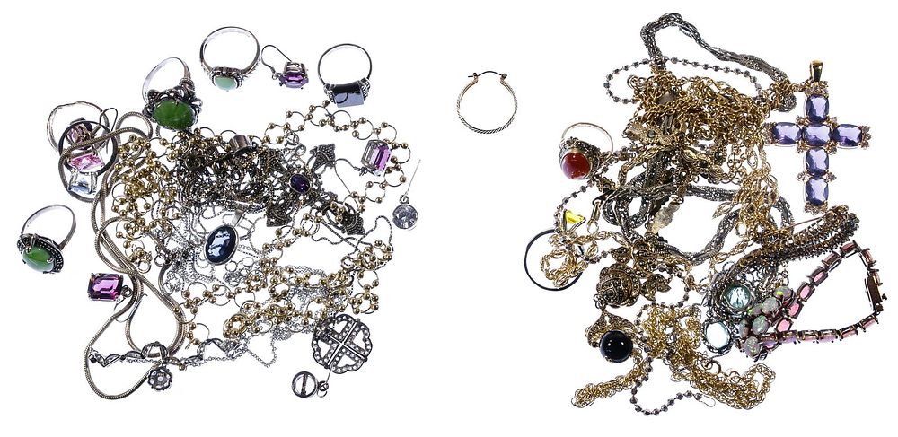Lot 413: 10k Gold, Sterling Silver and Costume Jewelry