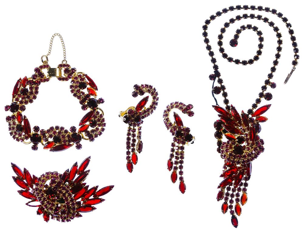 Lot 415: Juliana Original Ruby Red and Purple Rhinestone Set