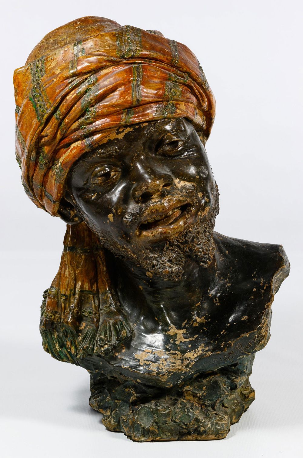 Lot 210: Painted Terra Cotta Blackamoor Bust