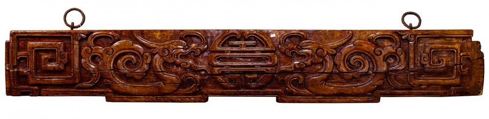 Lot 228: Asian Style Carved Wood Panel