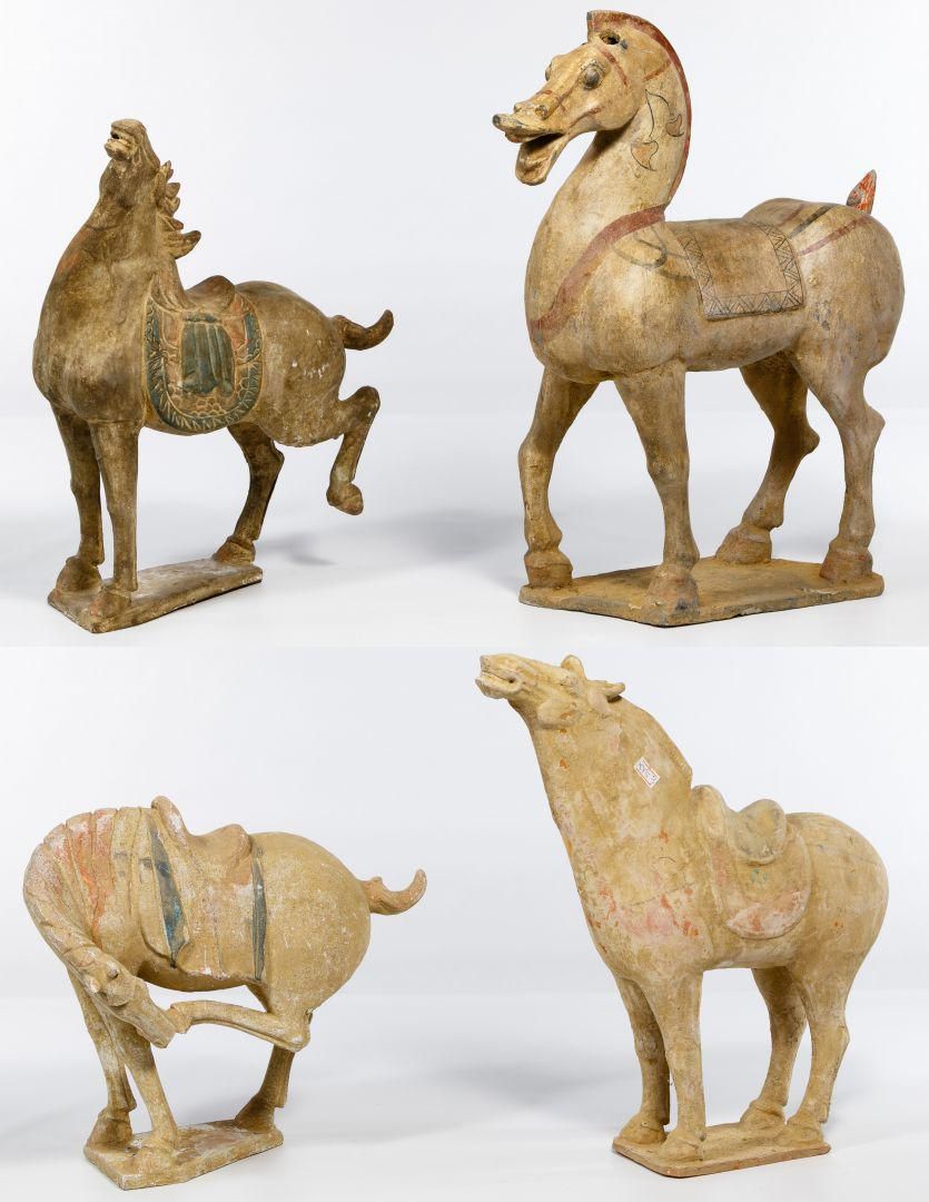 Lot 244: Asian Tang Style Terracotta Horse Figurine Assortment