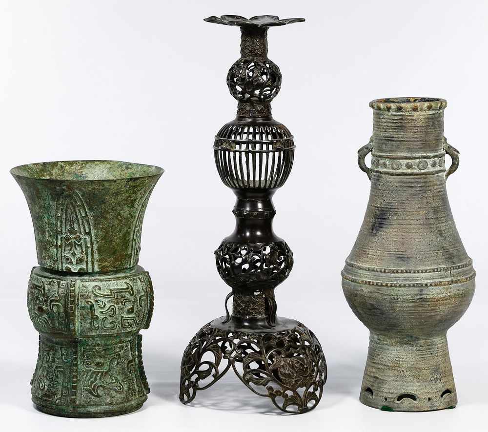 Lot 255: Japanese Metal and Ceramic Object Assortment