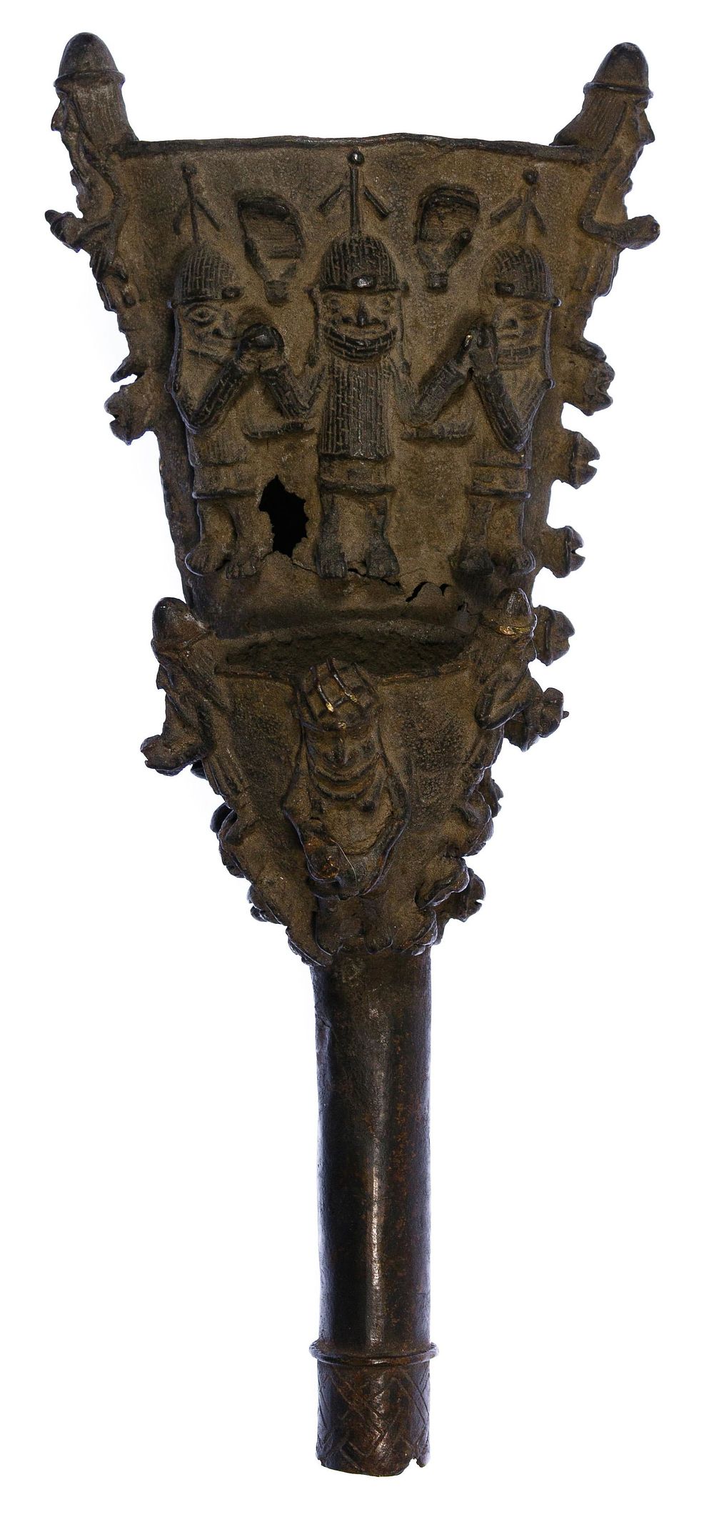 Lot 268: African Benin Bronze Torchiere Top