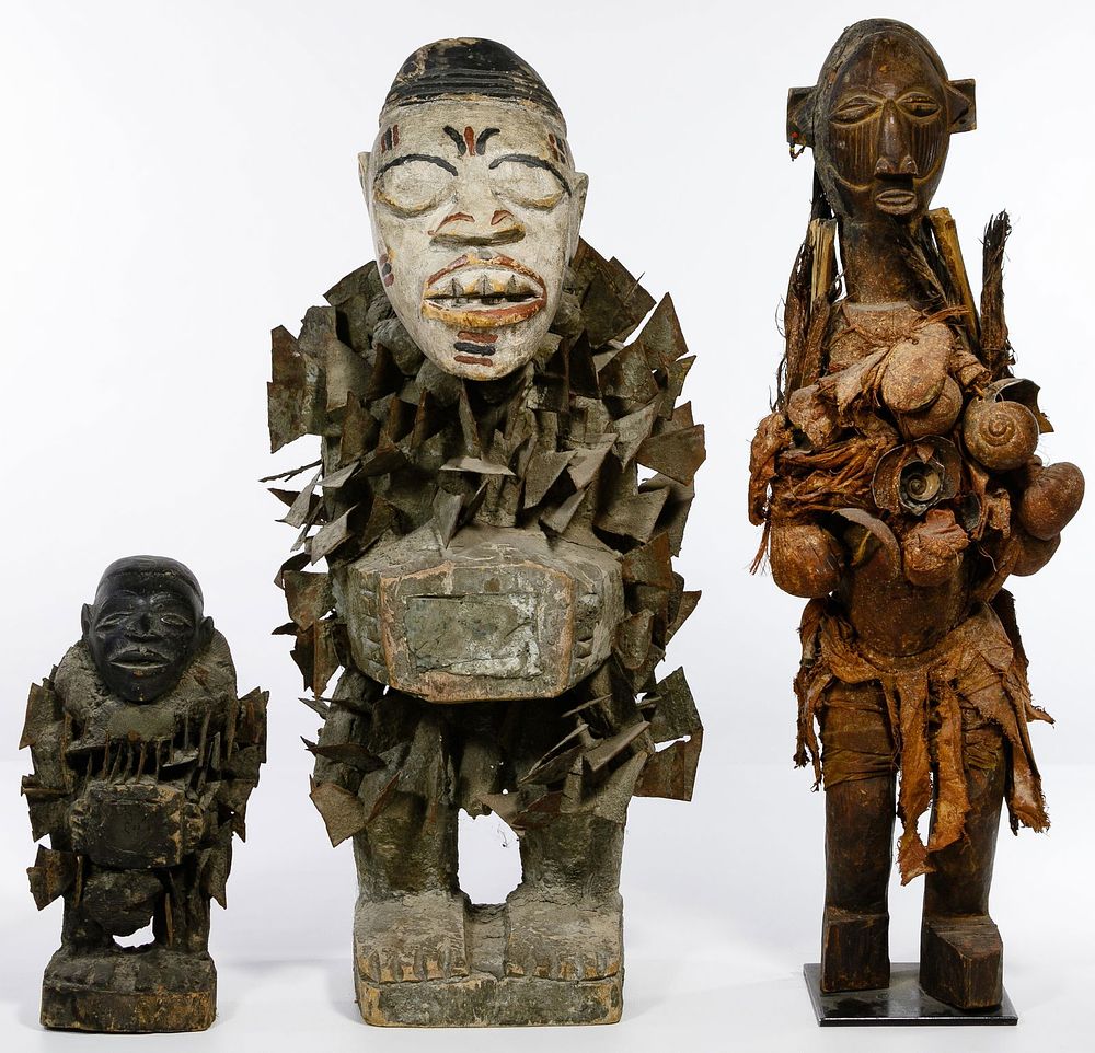 Lot 269: African Carved Wood Fetish Sculpture Assortment