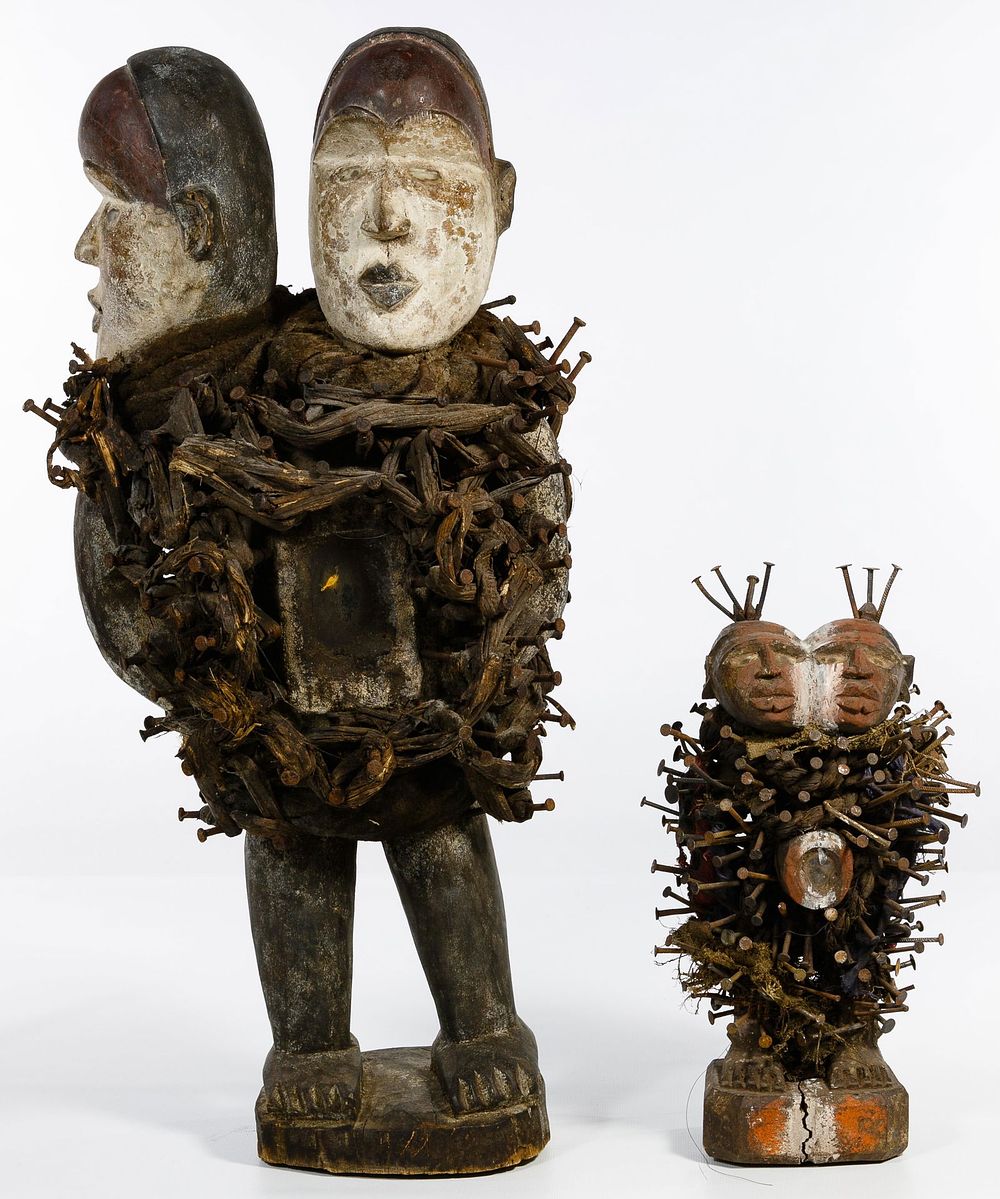 Lot 271: African Carved Wood Nail Fetish Sculptures