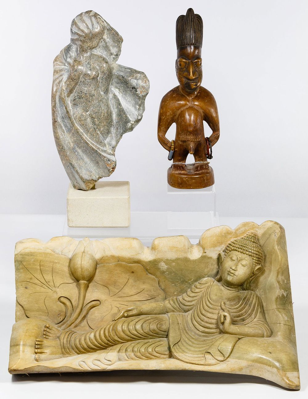 Lot 285: African Wood and Stone Figurine Assortment