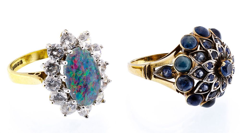 Lot 303: 18k Gold and Semi-Precious Gemstone Rings