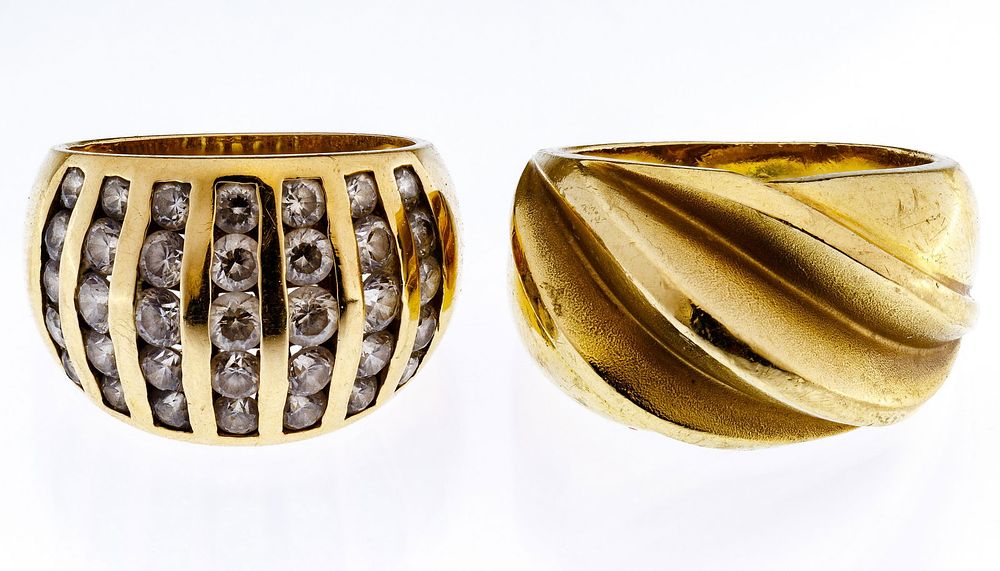 Lot 327: 14k Gold and Crystal Rings