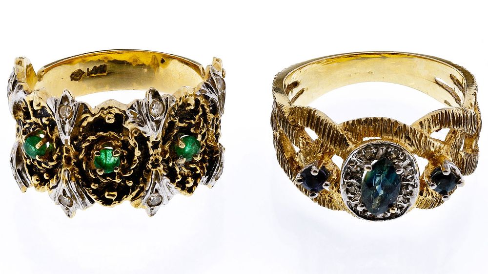 Lot 346: 14k White Gold, 14k Yellow Gold and Gemstone Rings