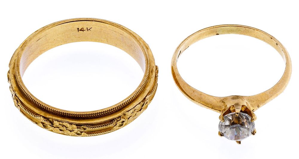 Lot 349: 14k Gold and White Topaz Rings