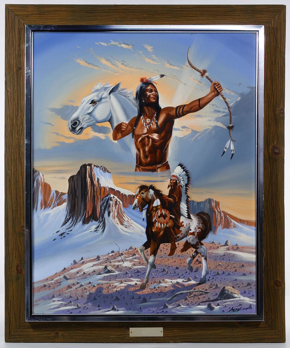 Lot 401: Gary Ampel (American, 20th Century) 'Crazy Horse' Oil
