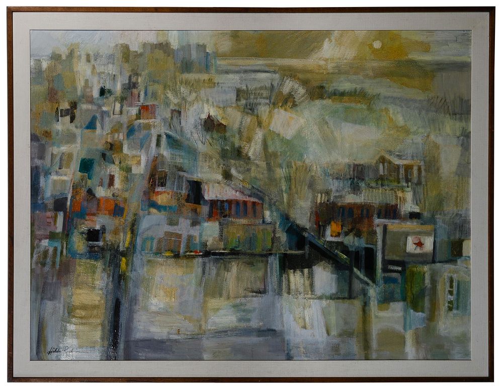 Lot 406: Hilda Rubin (American, 20th Century) 'Chicago Snow' Oil
