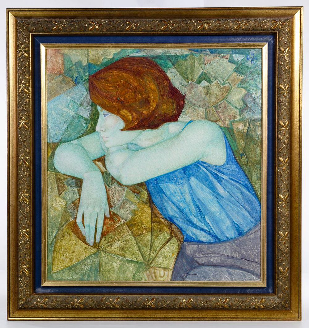 Lot 427: Gabriel Portoles (Spanish, b.1930) 'Thoughtful' Oil on