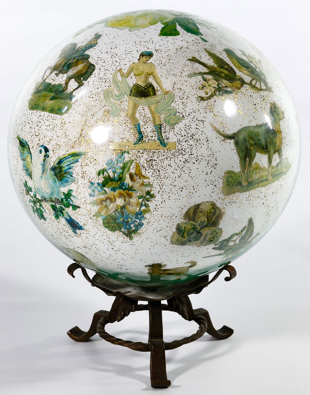 Lot 167: Victorian Potichomanie Blown Glass Ball