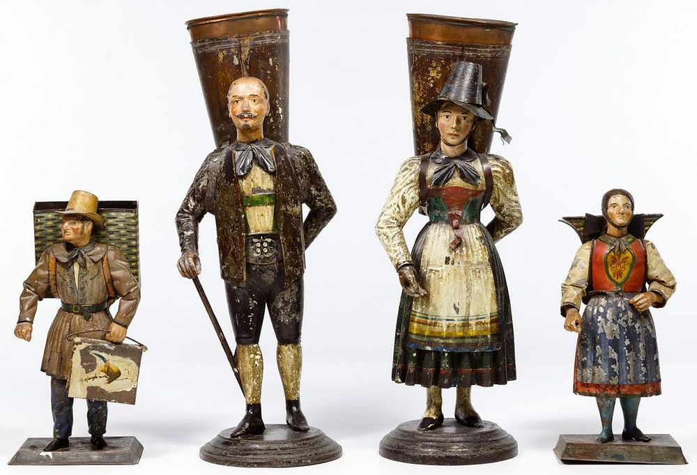 Lot 172: Primitive Figural Metal Vases