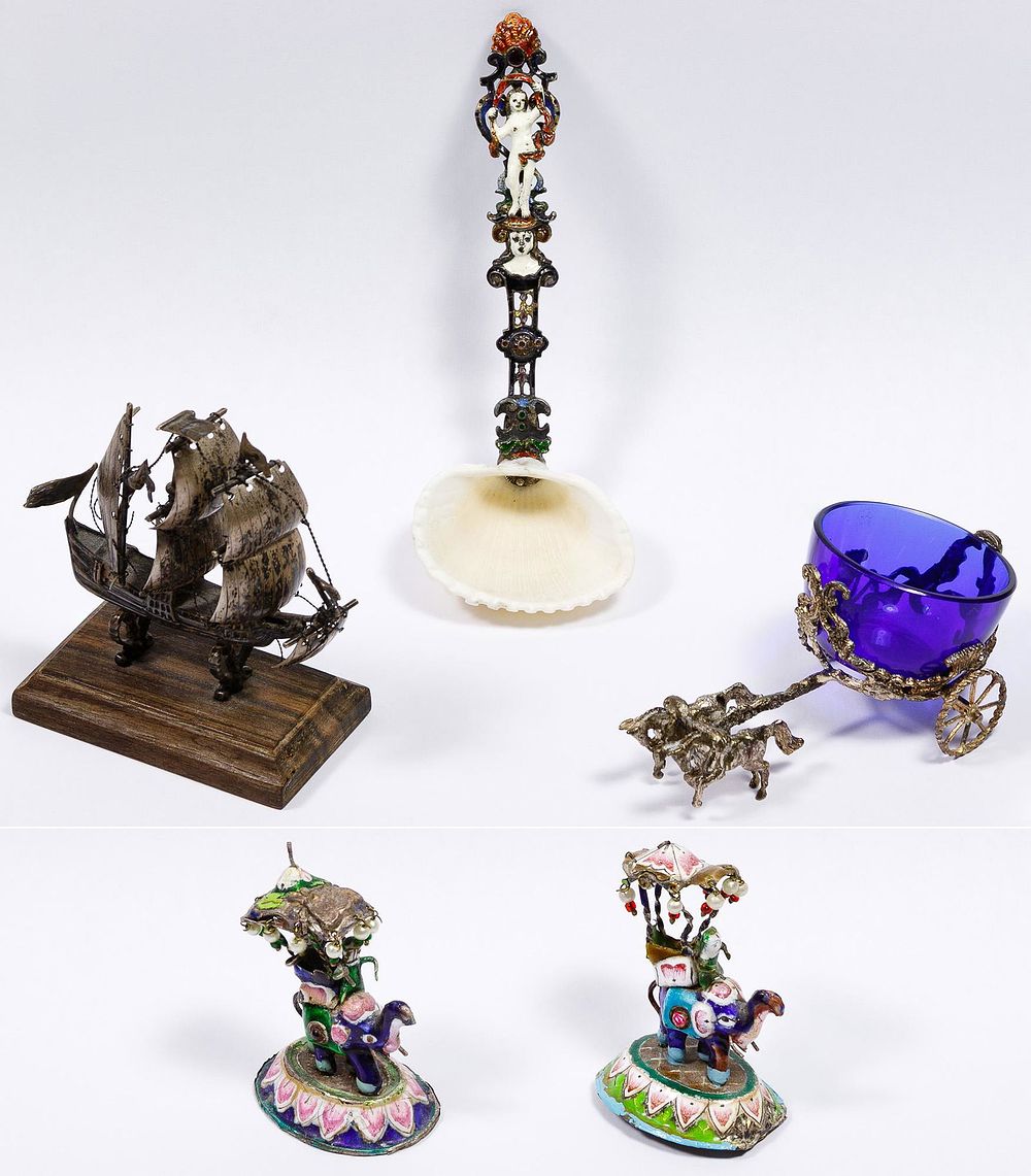 Lot 173: Salt Cellar and Decorative Object Assortment