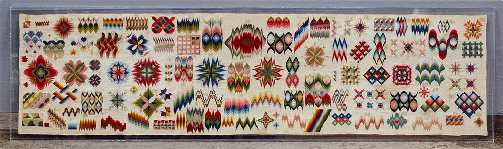Lot 199: Bargello Needlepoint Pattern Sampler