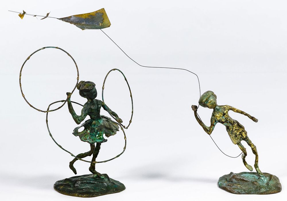 Lot 232: Brutalist Brass Child Sculptures